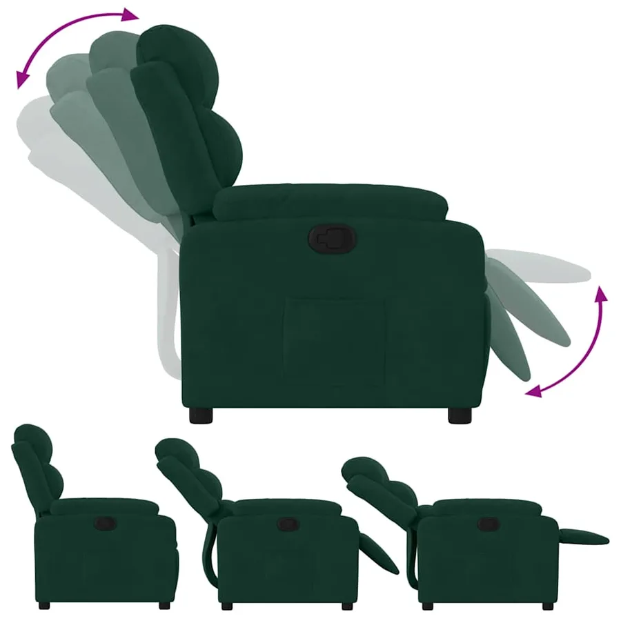 Fauteuil inclinable vert foncé velours - 4