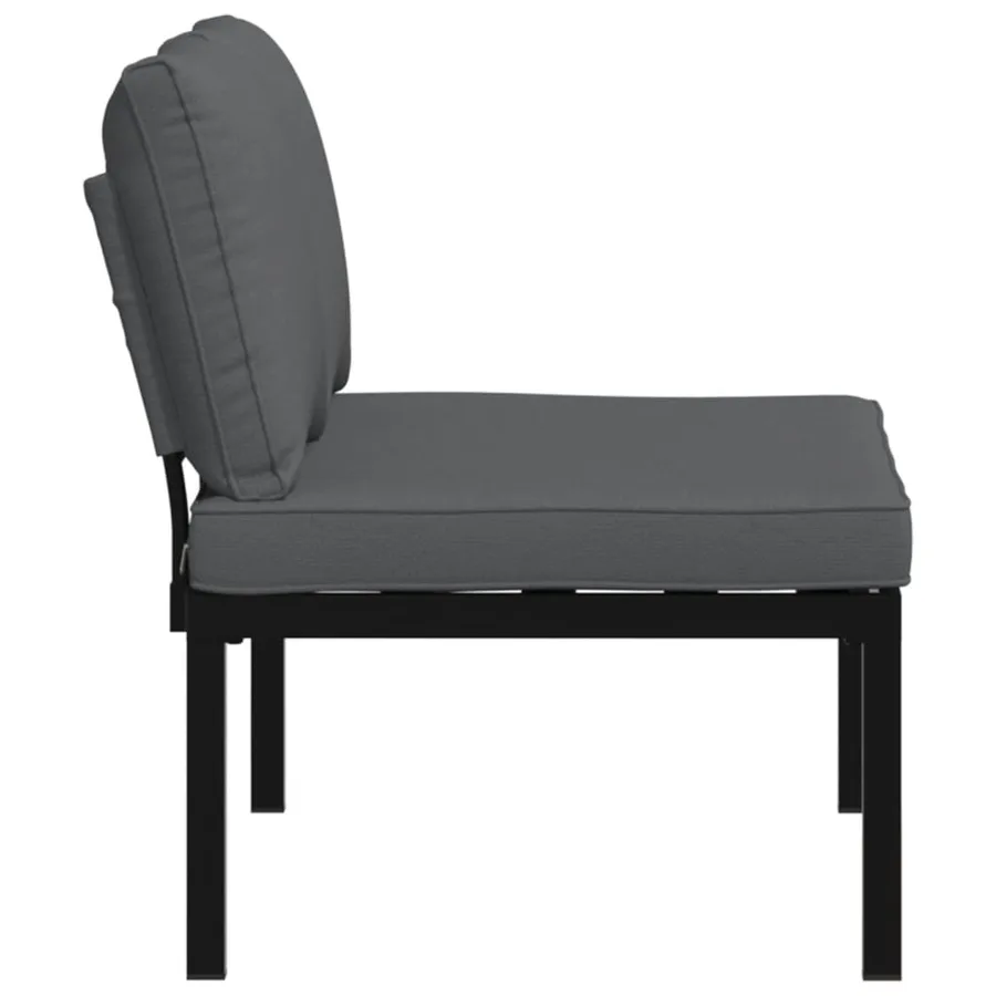 Banc de jardin avec coussins noir aluminium - 4