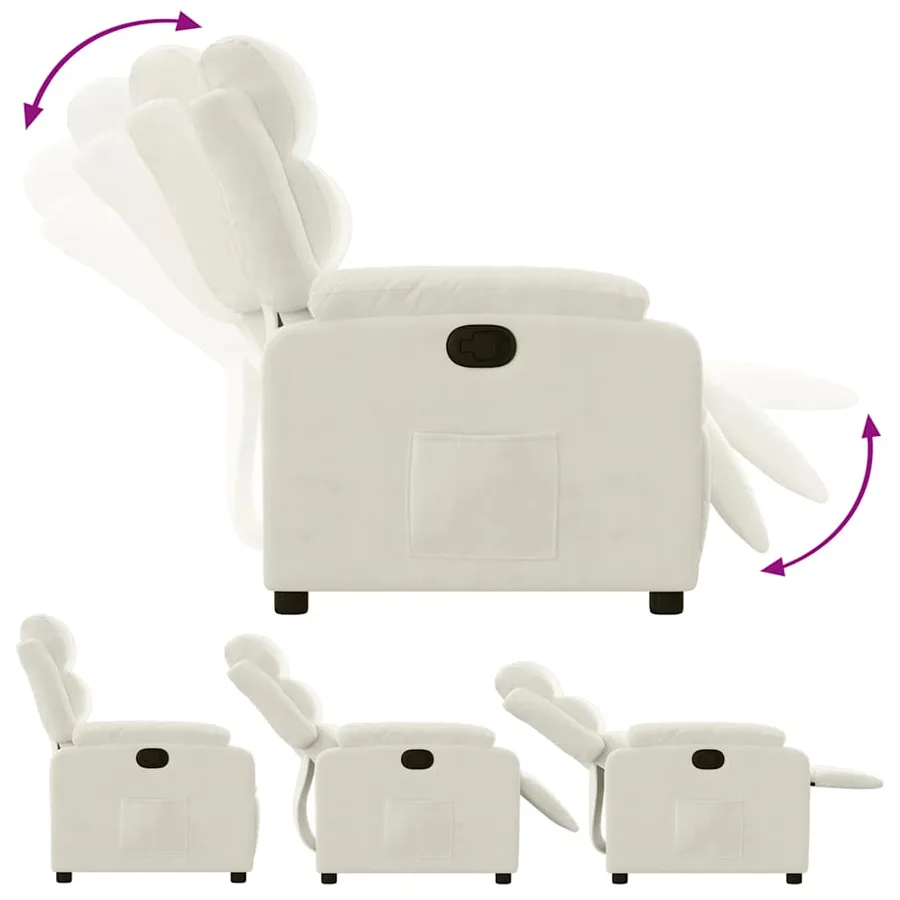 Fauteuil inclinable Crème Velours - 4