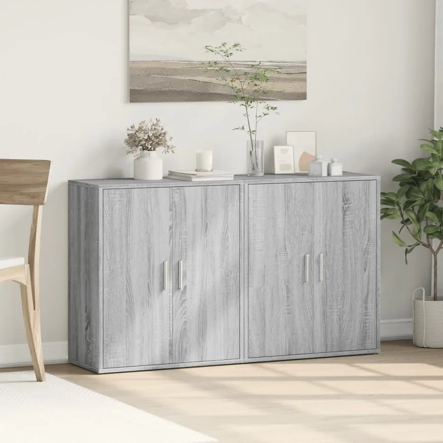Buffets 2 pcs sonoma gris 60x31x70 cm bois d'ingénierie - 3