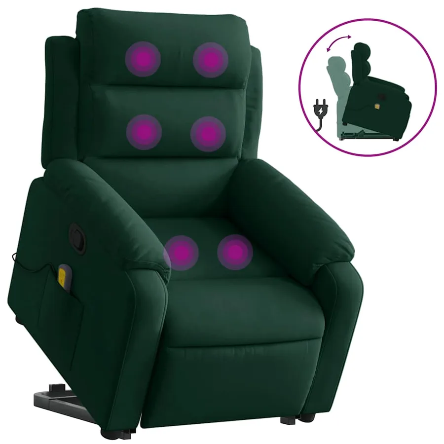 Fauteuil inclinable Vert foncé Velours - 2