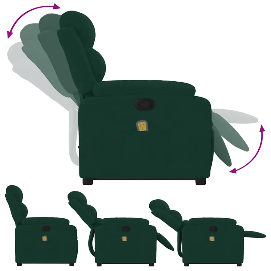 Fauteuil inclinable Vert foncé Velours - 7