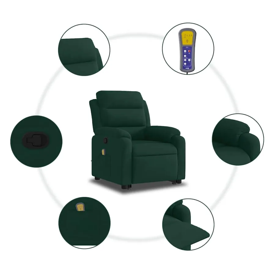 Fauteuil inclinable Vert foncé Velours - 8