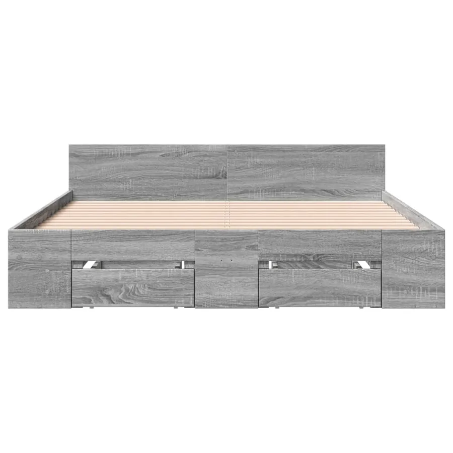 Cadre de lit avec tiroirs sans matelas sonoma gris 135x190 cm - 4