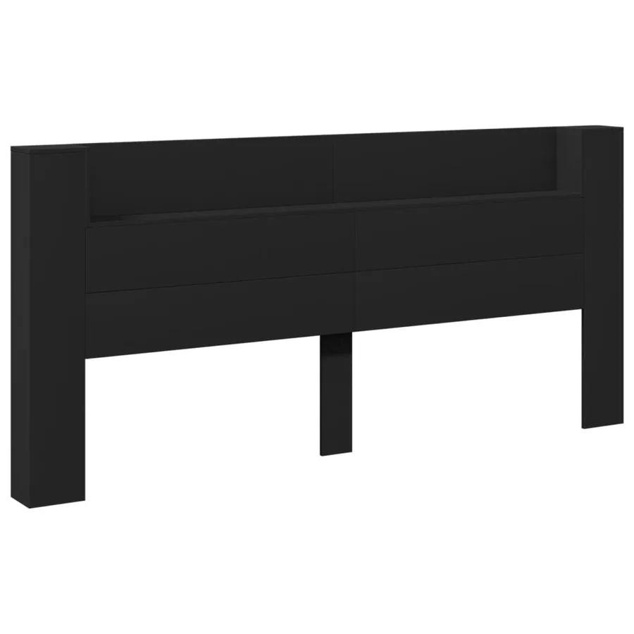 Armoire tête de lit avec LED noir 220x16,5x103,5 cm - 4