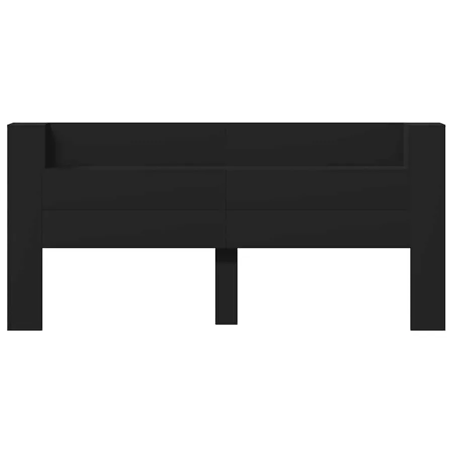 Armoire tête de lit avec LED noir 220x16,5x103,5 cm - 5