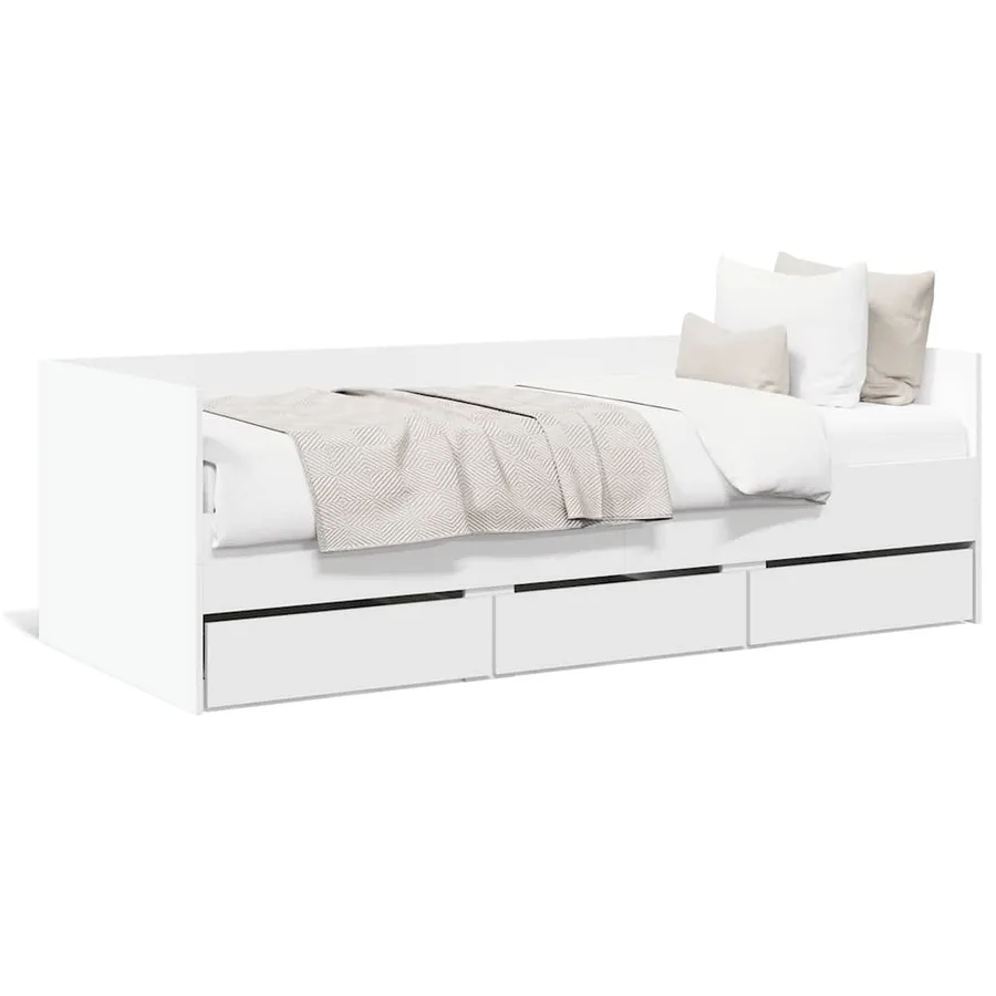 Lit de jour avec tiroirs sans matelas blanc 100x200 cm - 2