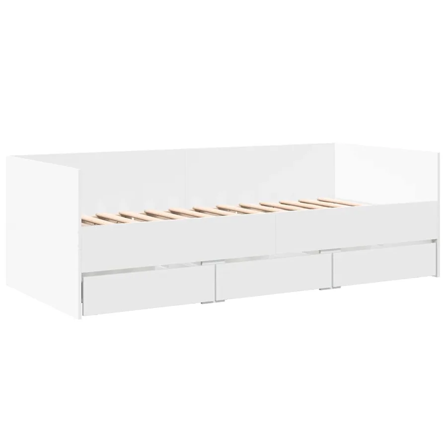 Lit de jour avec tiroirs sans matelas blanc 100x200 cm - 3