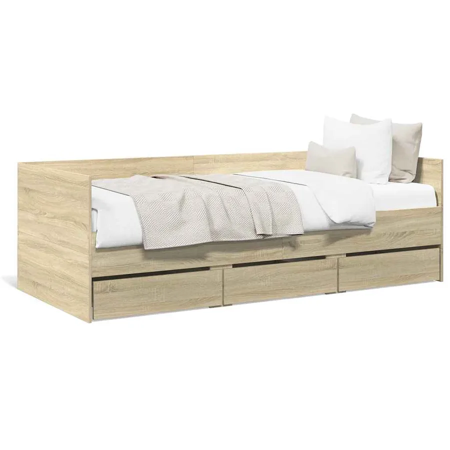 Lit de jour avec tiroirs sans matelas chêne sonoma 100x200 cm - 2