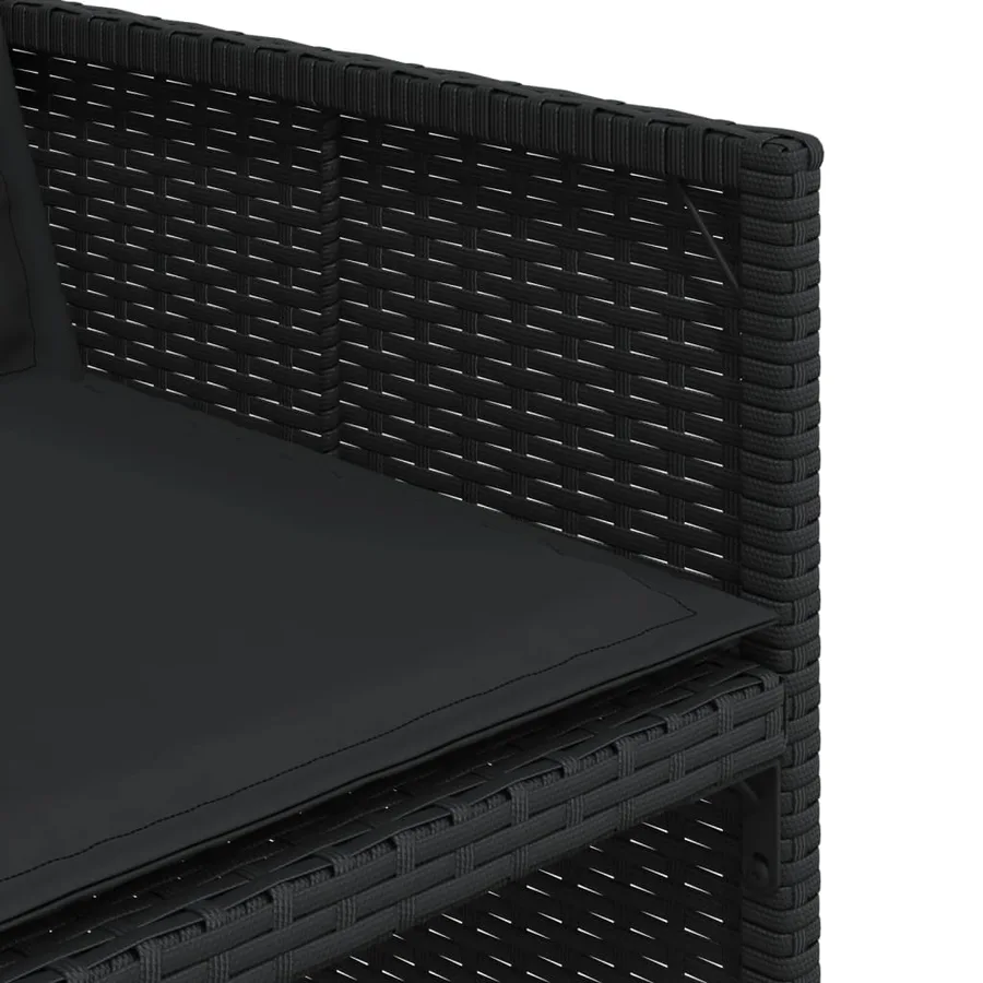 Ensemble à manger de jardin 9pcs coussins noir résine tressée - 8