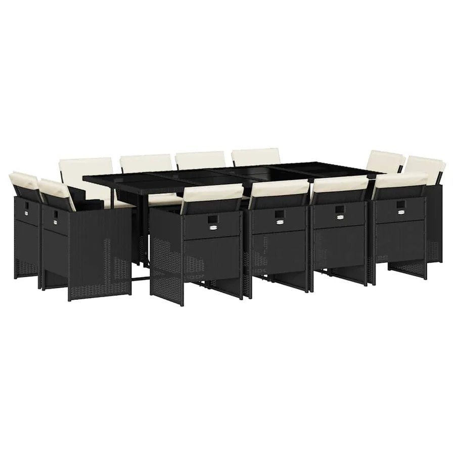 Ensemble à manger de jardin 13 pcs coussins noir résine tressée - 2