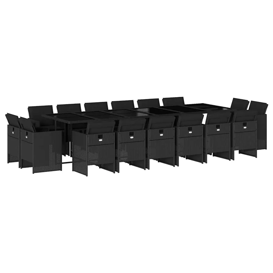 Ensemble à manger de jardin 17 pcs coussins noir résine tressée - 2