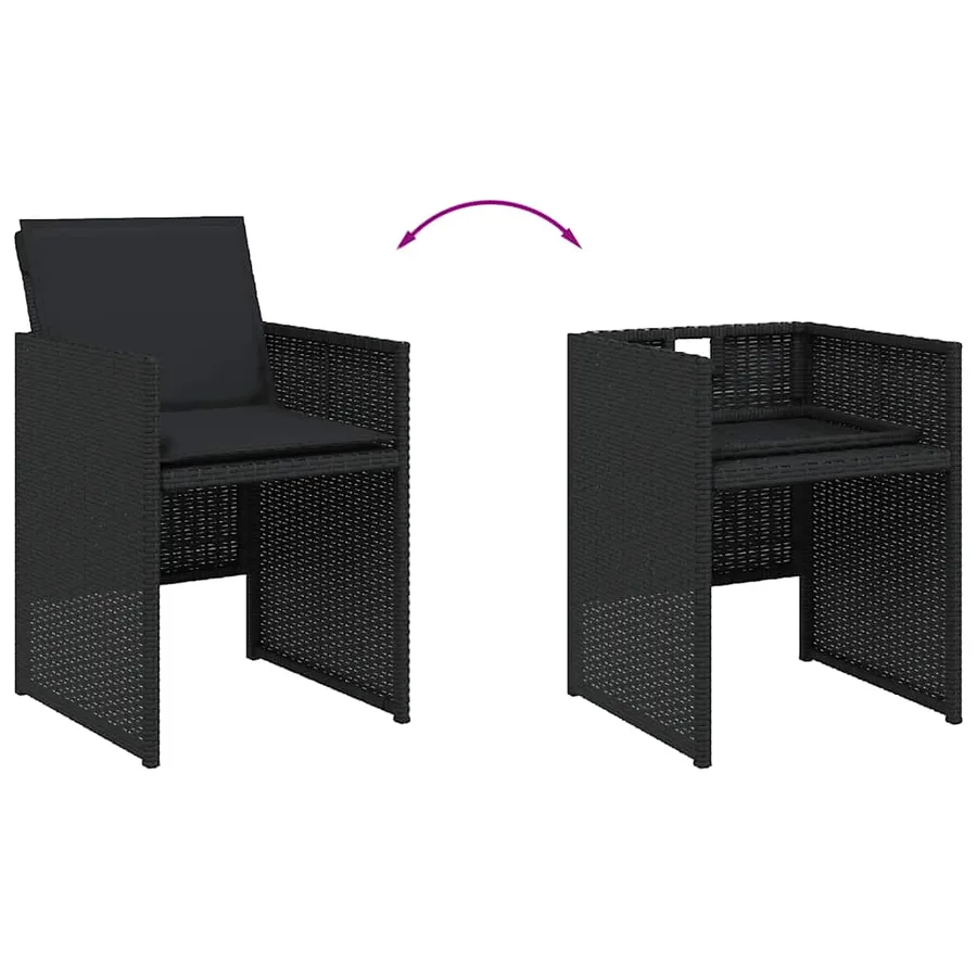 Ensemble à manger de jardin 17 pcs coussins noir résine tressée - 5