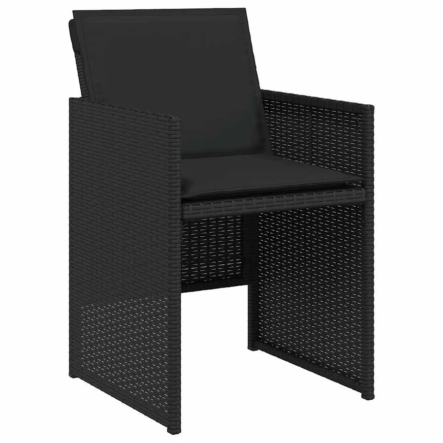 Ensemble à manger de jardin 15 pcs coussins noir résine tressée - 4