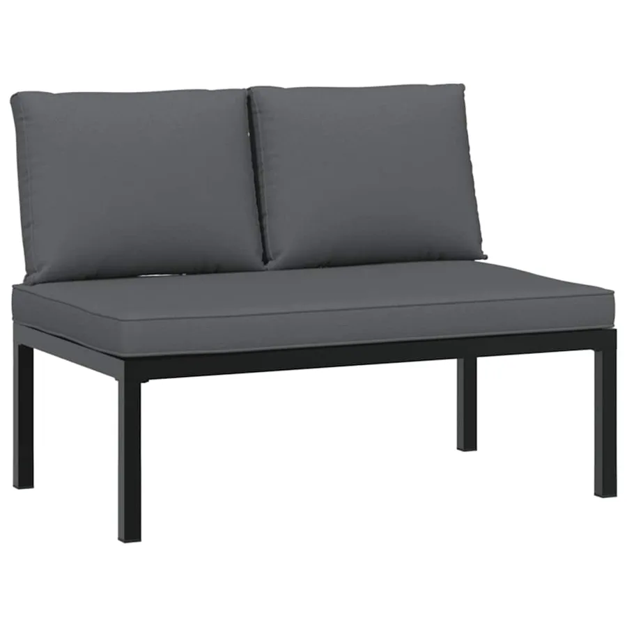 Salon de jardin 5 pcs avec coussins noir aluminium - 6