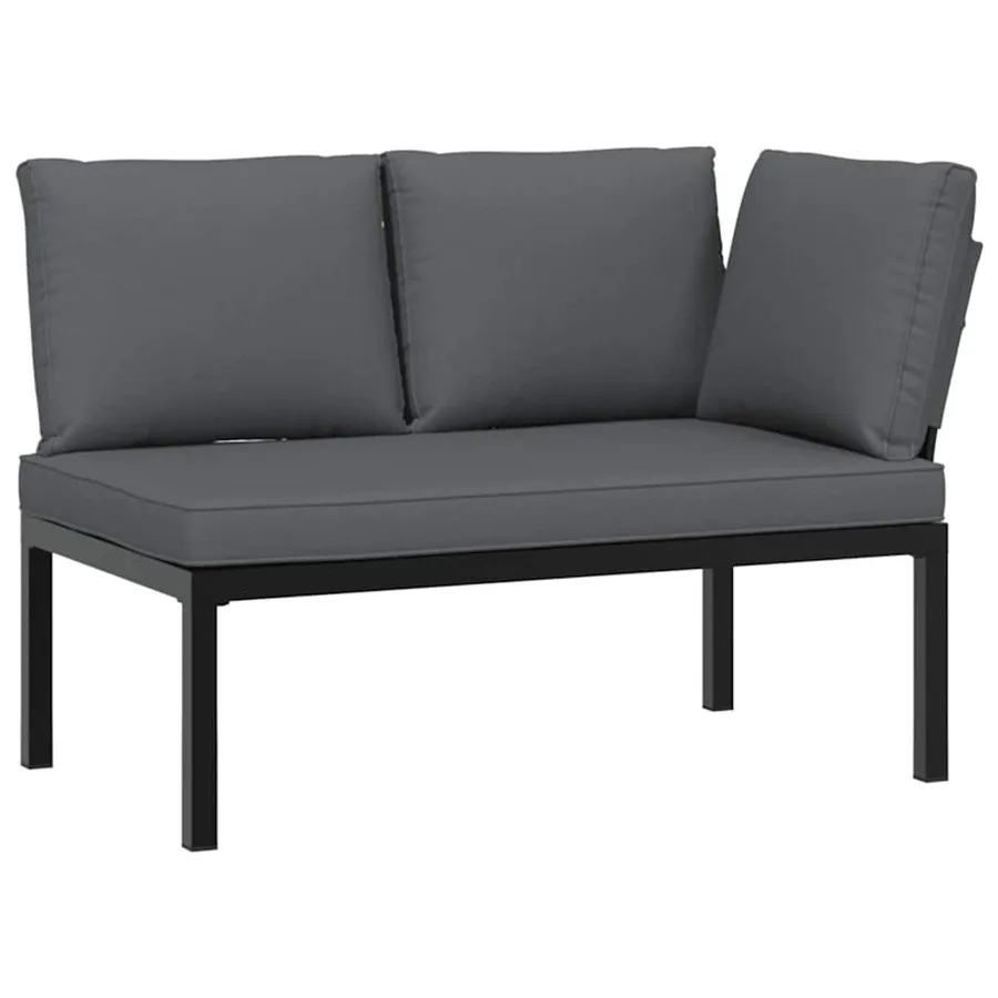 Salon de jardin 2 pcs avec coussins noir aluminium - 3