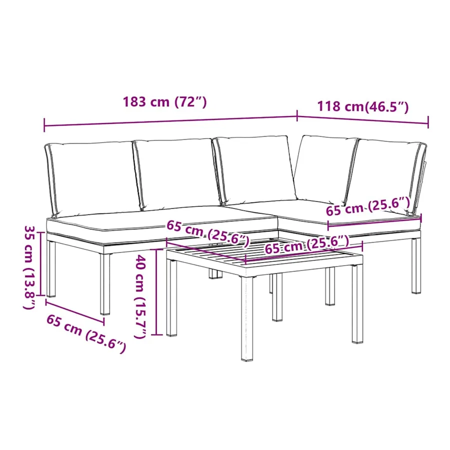Salon de jardin 3 pcs avec coussins noir aluminium - 8