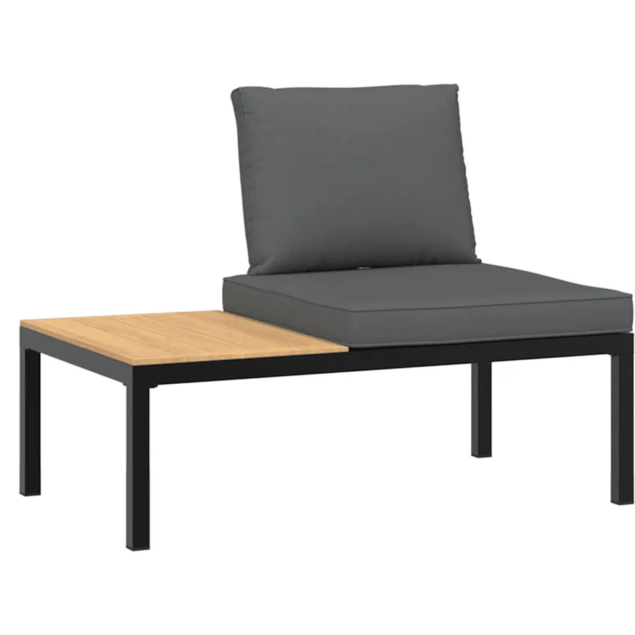 Salon de jardin 4 pcs avec coussins noir aluminium - 5