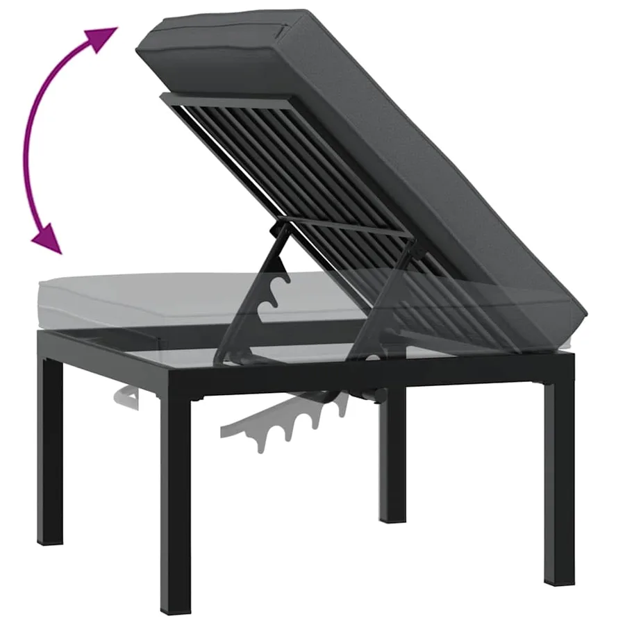 Salon de jardin 4 pcs avec coussins noir aluminium - 8