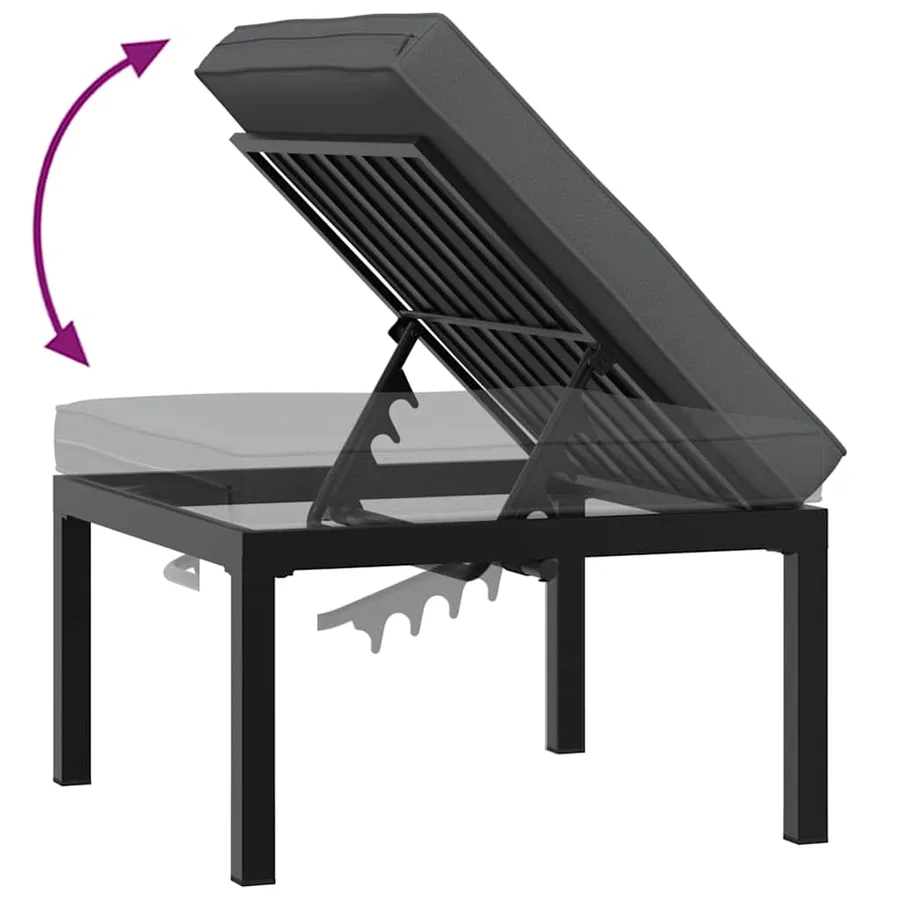 Salon de jardin 4 pcs avec coussins noir aluminium - 7