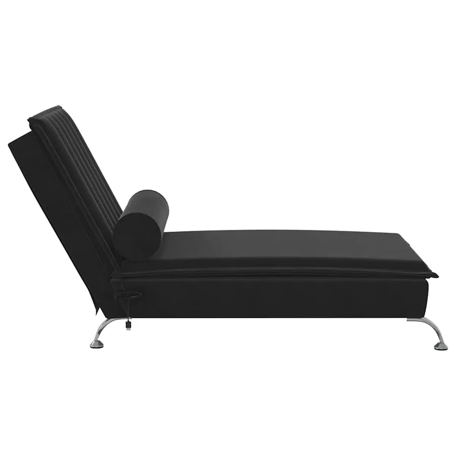 Chaise longue de massage avec traversin noir velours - 5