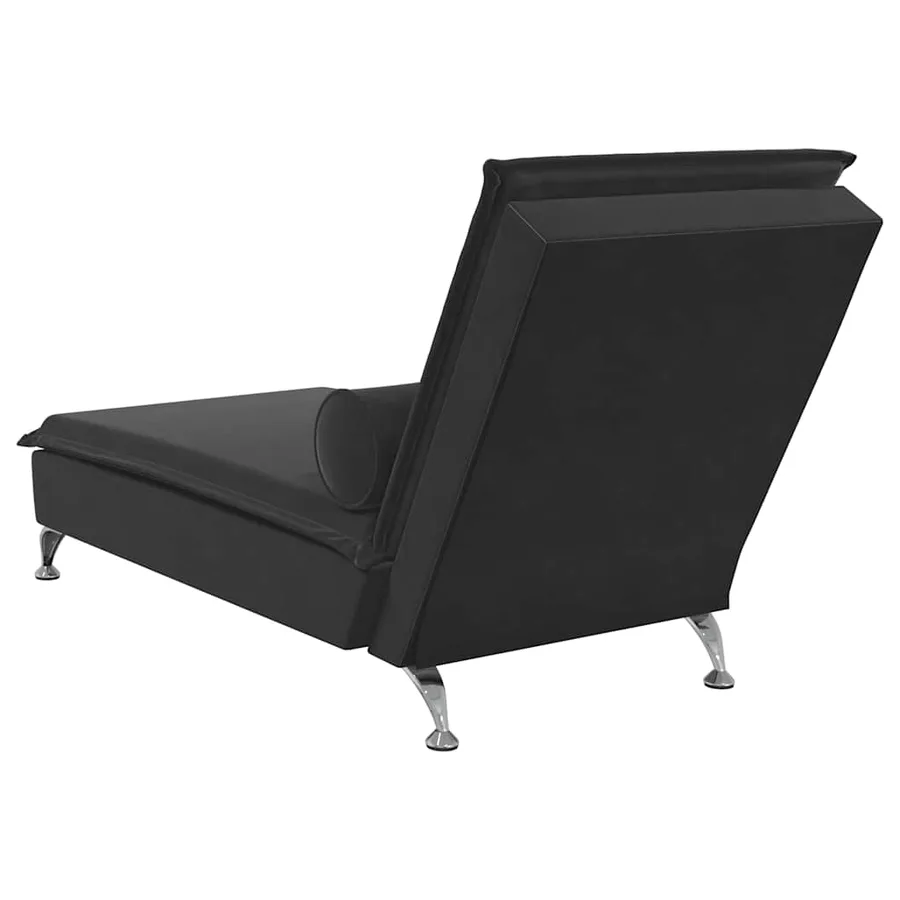 Chaise longue de massage avec traversin noir velours - 6