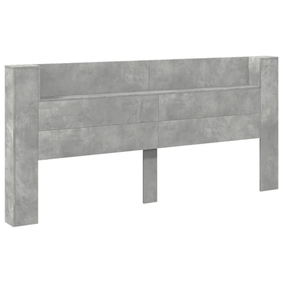 Armoire tête de lit avec LED gris béton 220x16,5x103,5 cm - 4