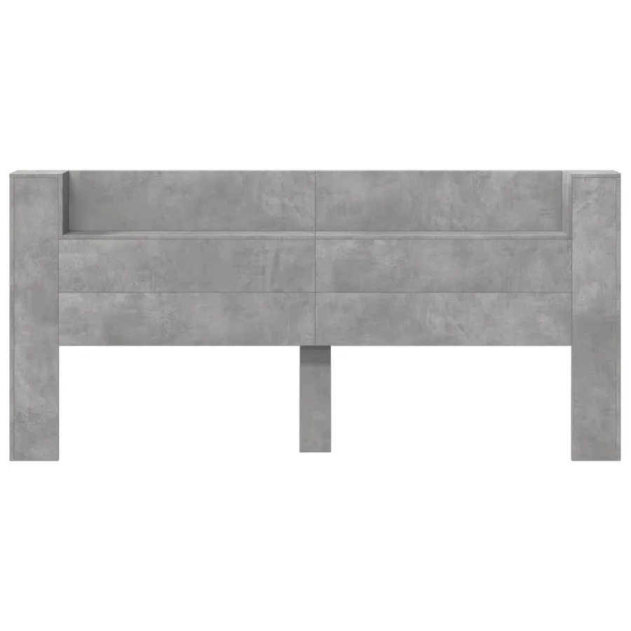 Armoire tête de lit avec LED gris béton 220x16,5x103,5 cm - 5