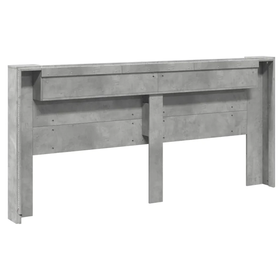 Armoire tête de lit avec LED gris béton 220x16,5x103,5 cm - 6