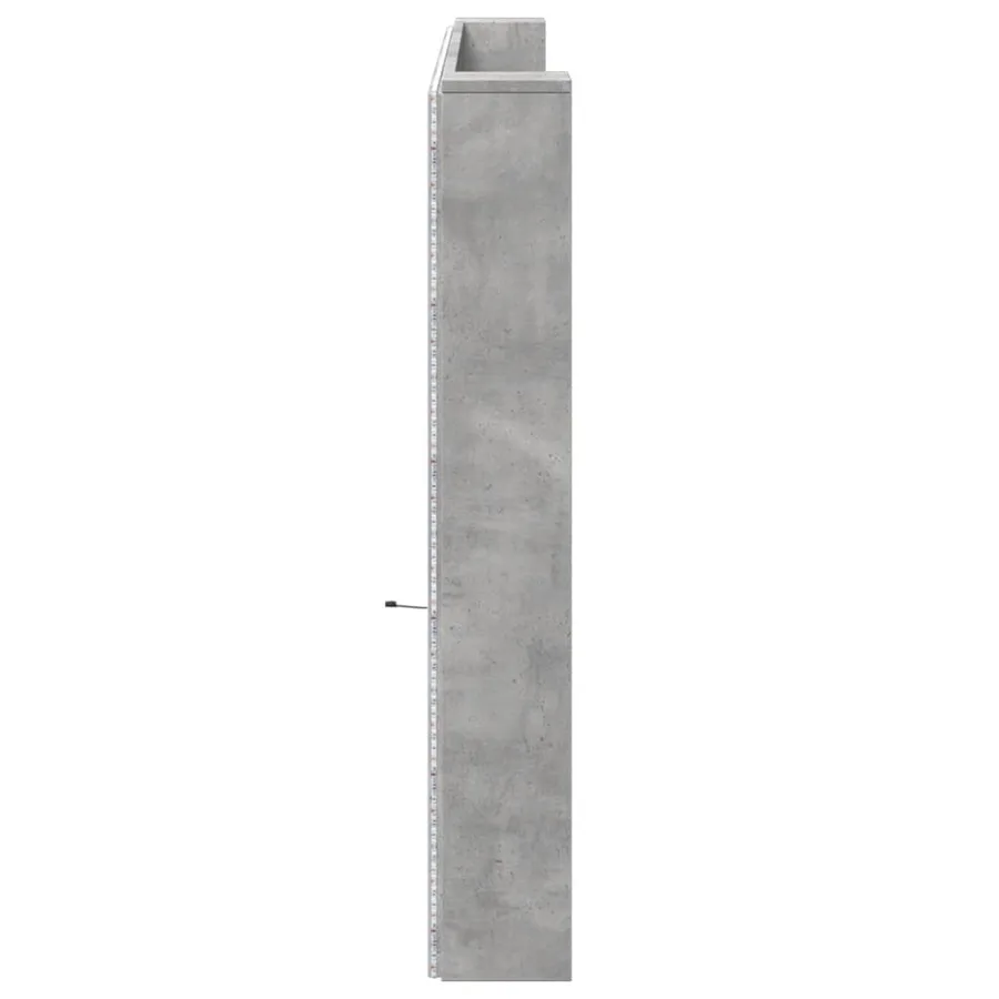 Armoire tête de lit avec LED gris béton 220x16,5x103,5 cm - 7