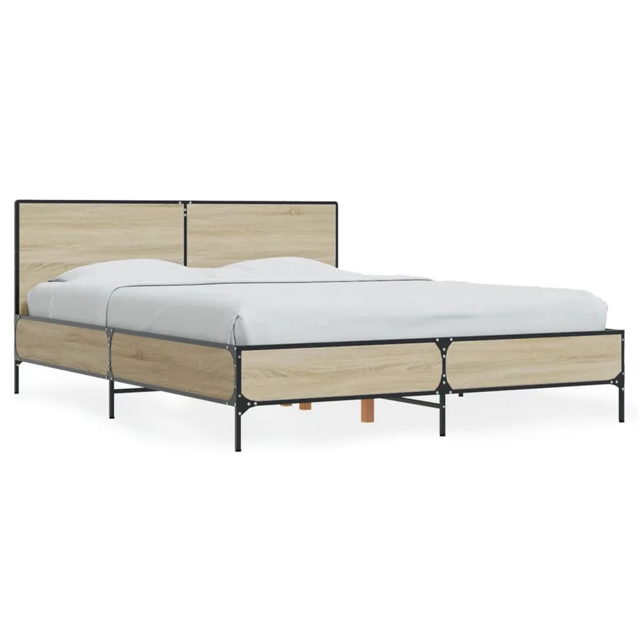 Cadre de lit sans matelas chêne sonoma 140x200 cm - 2