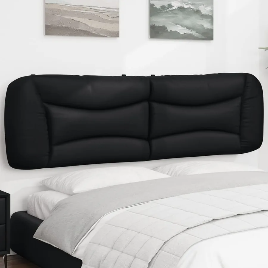 Coussin de tête de lit noir 180 cm en similicuir