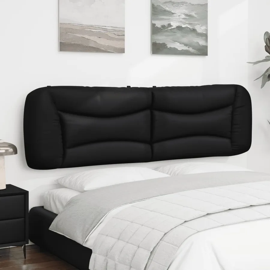 Coussin de tête de lit noir 180 cm en similicuir - 3