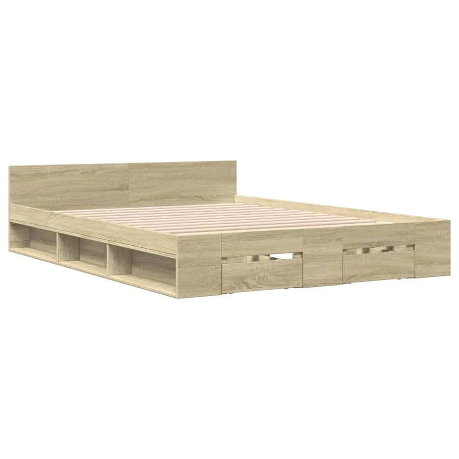 Cadre de lit avec tiroirs sans matelas chêne sonoma 150x200 cm - 3
