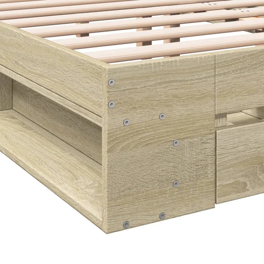 Cadre de lit avec tiroirs sans matelas chêne sonoma 150x200 cm - 8