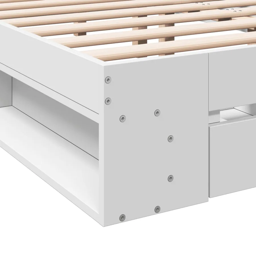 Cadre de lit avec tiroirs sans matelas blanc 150x200 cm - 8