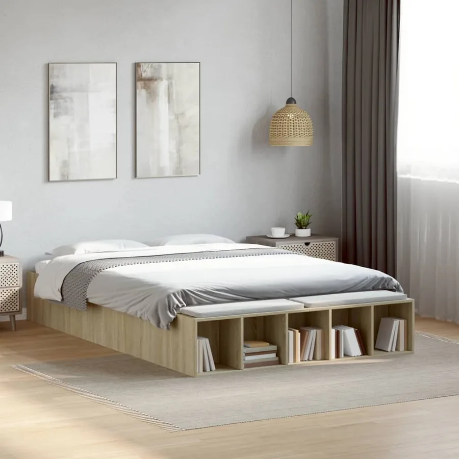 Cadre de lit sans matelas chêne sonoma 120x190 cm