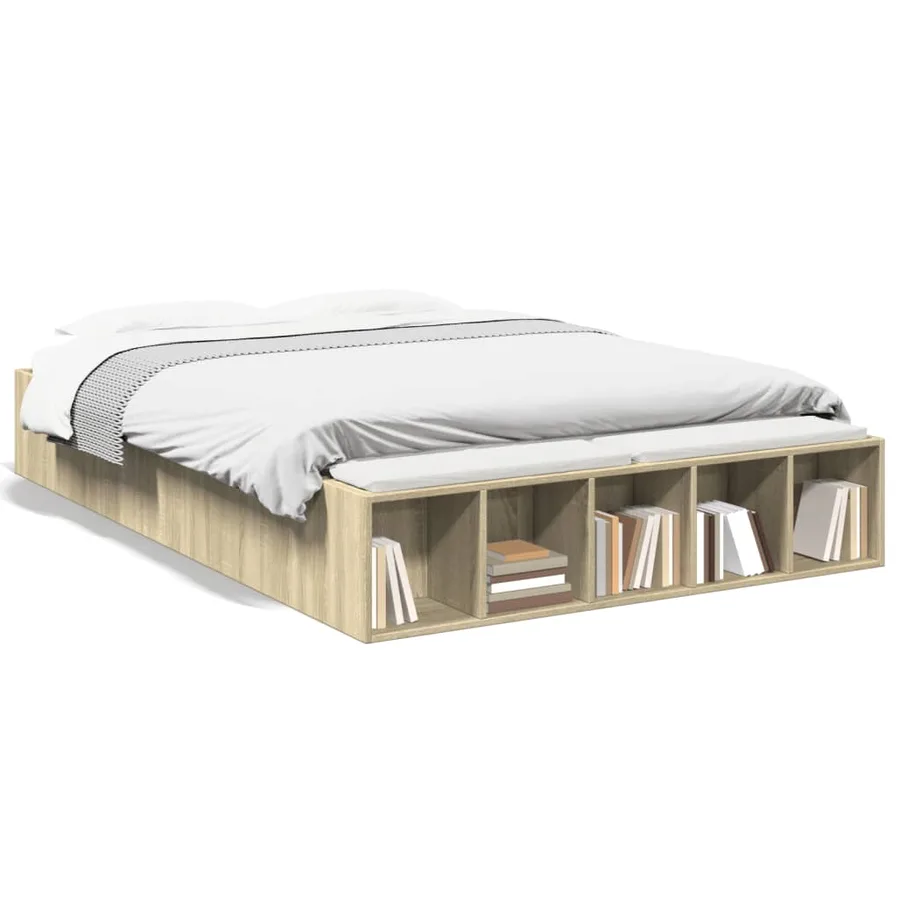 Cadre de lit sans matelas chêne sonoma 120x190 cm - 2