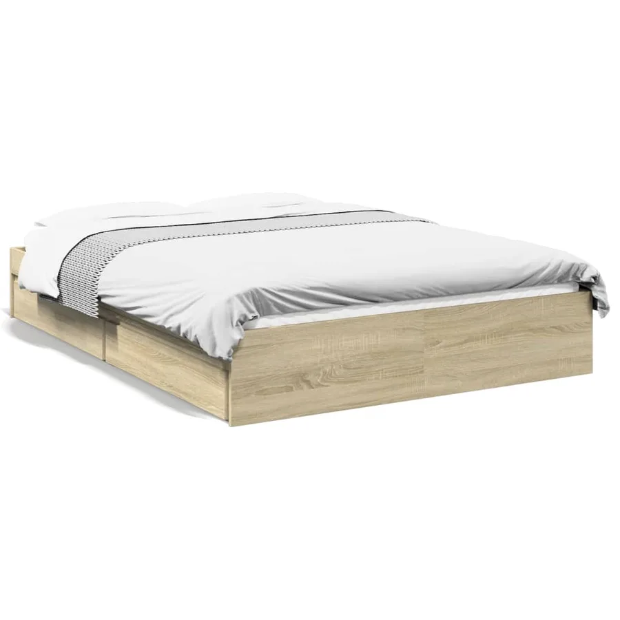 Cadre de lit avec tiroirs sans matelas chêne sonoma 120x190 cm - 2