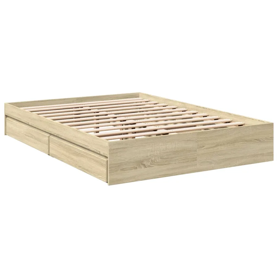Cadre de lit avec tiroirs sans matelas chêne sonoma 120x190 cm - 3