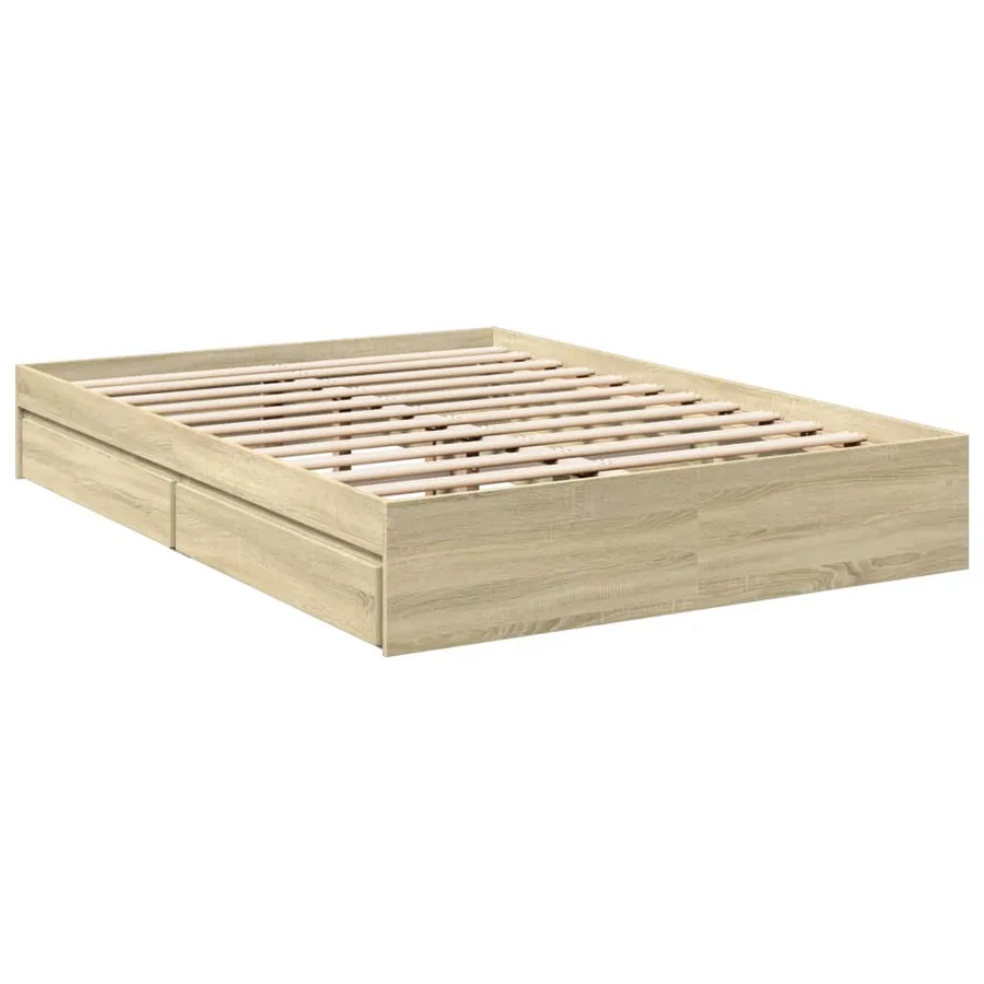Cadre de lit avec tiroirs sans matelas chêne sonoma 120x190 cm - 6