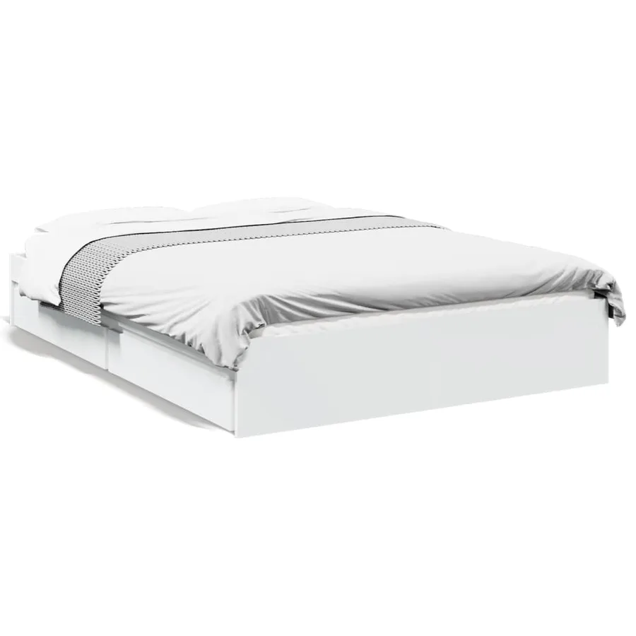 Cadre de lit avec tiroirs sans matelas blanc 120x190 cm - 2