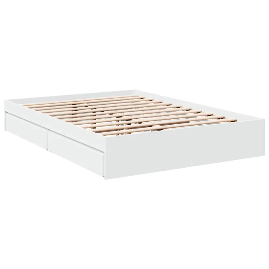 Cadre de lit avec tiroirs sans matelas blanc 120x190 cm - 3