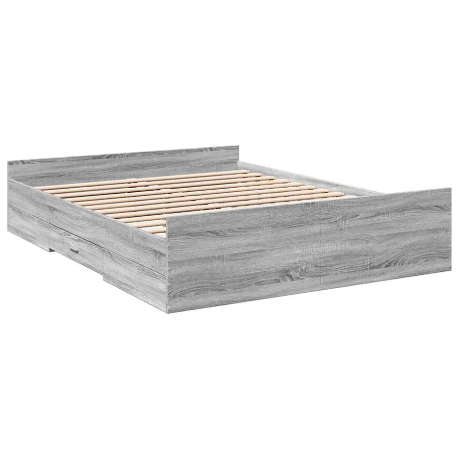 Cadre de lit avec tiroirs sans matelas sonoma gris 160x200 cm - 3