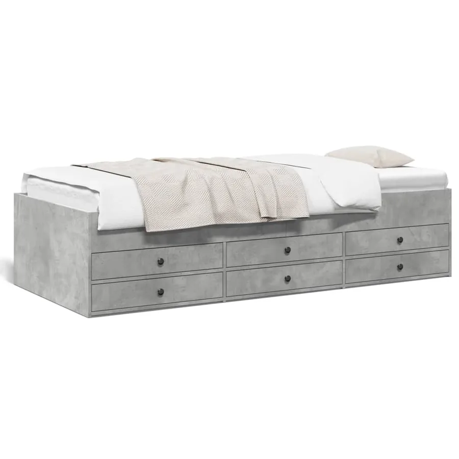 Lit de jour avec tiroirs sans matelas gris béton 100x200 cm - 2
