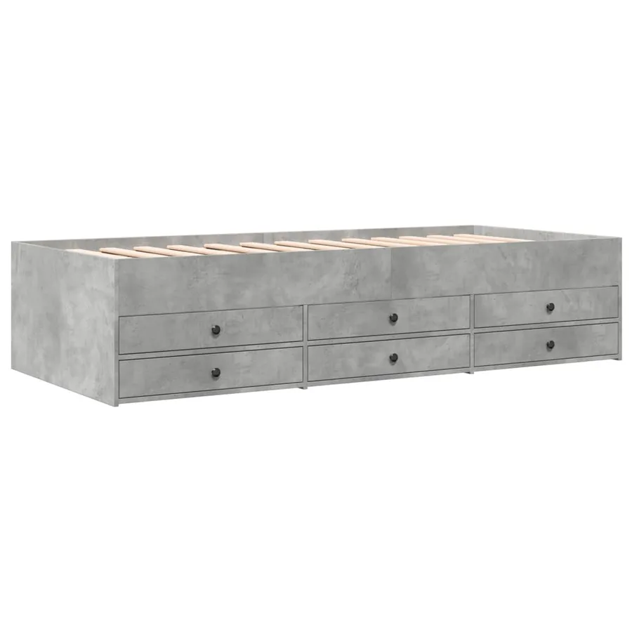 Lit de jour avec tiroirs sans matelas gris béton 100x200 cm - 3