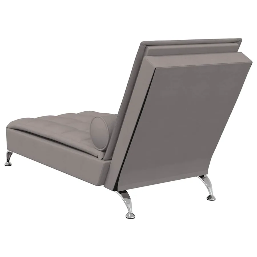 Chaise longue de massage avec traversin taupe tissu - 6