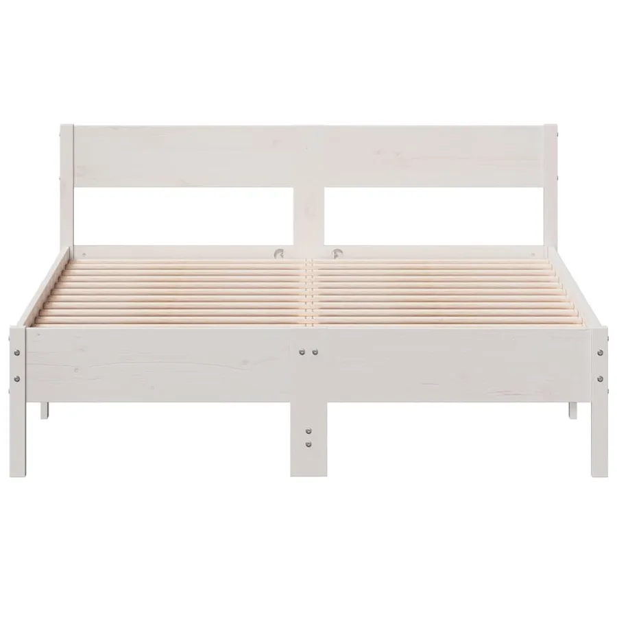 Cadre de lit sans matelas blanc 120x190 cm bois de pin massif - 4