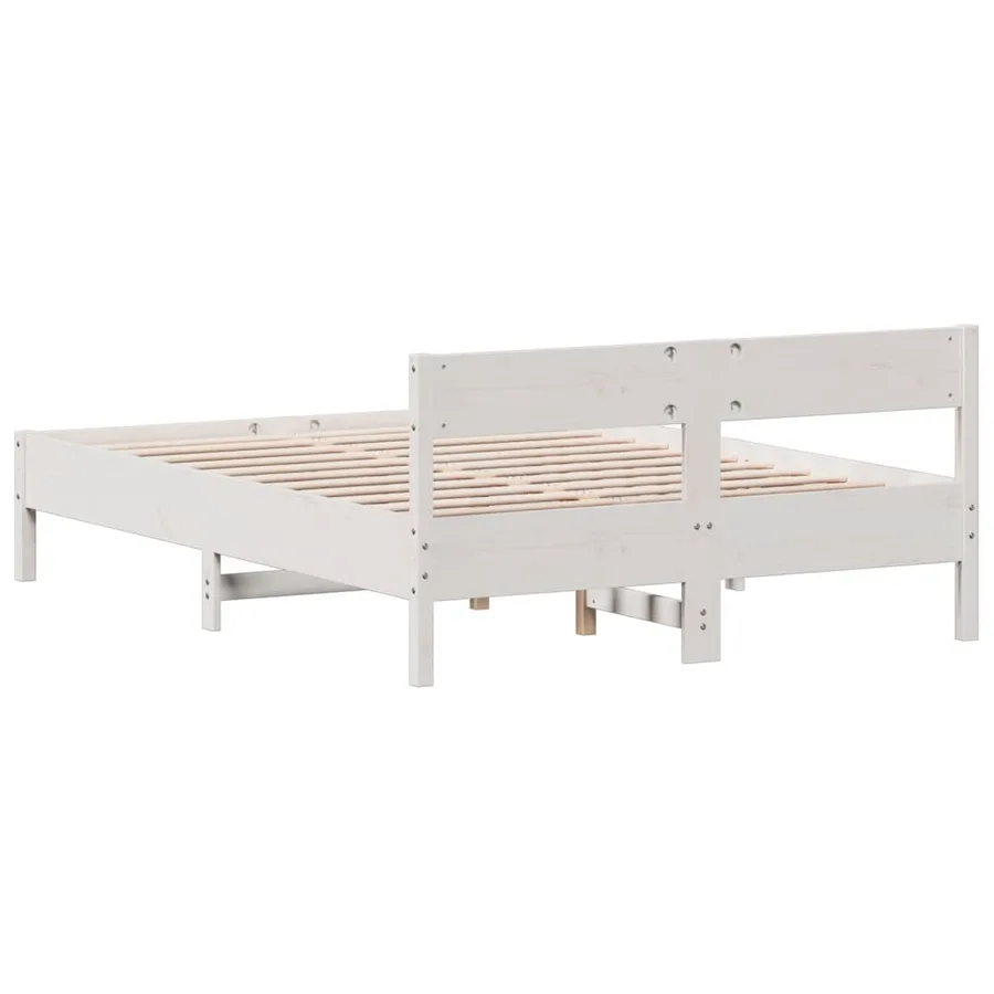 Cadre de lit sans matelas blanc 120x190 cm bois de pin massif - 6