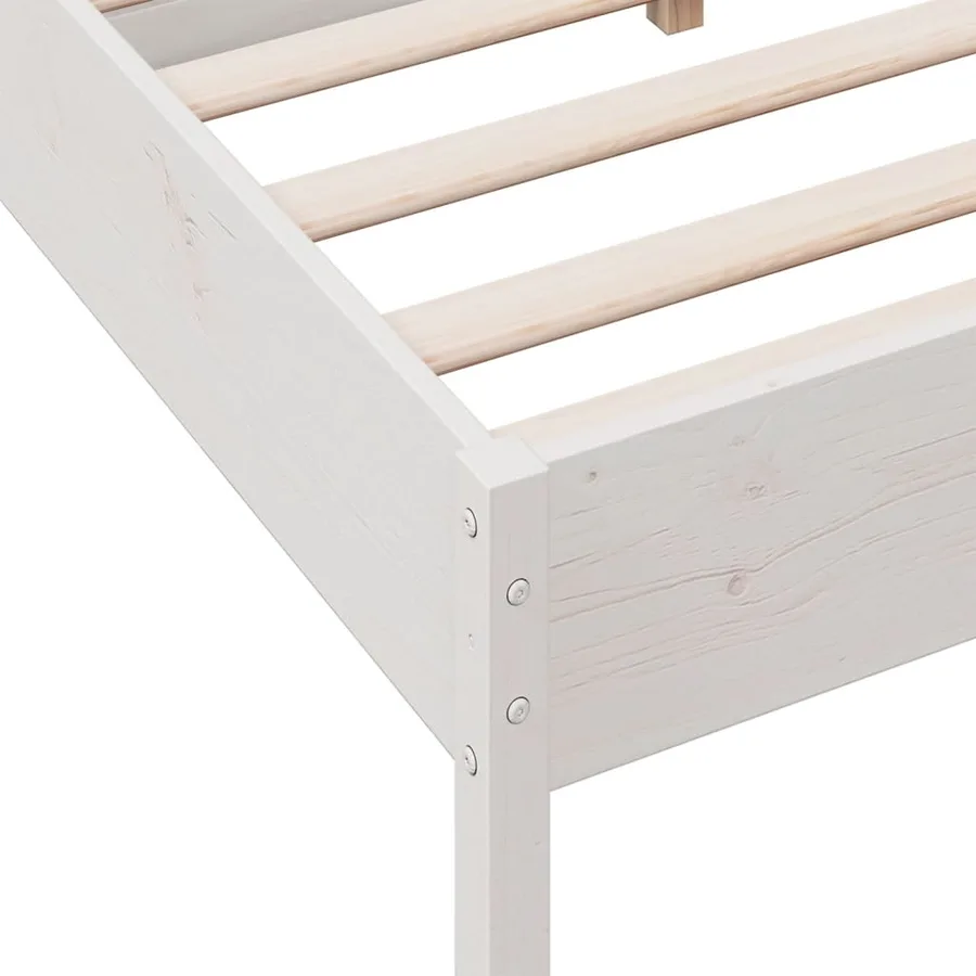 Cadre de lit sans matelas blanc 120x190 cm bois de pin massif - 7